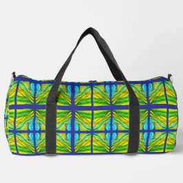 Dynamisches Grasland mit blau Duffle Bag
