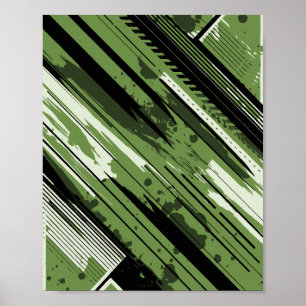 Dynamisches grünes diagonales Abstrakt Poster