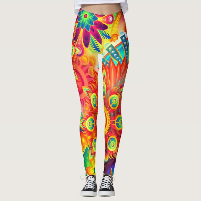 Dynamisches Mode-Fraktal farbenfroh Leggings (Vorderseite)