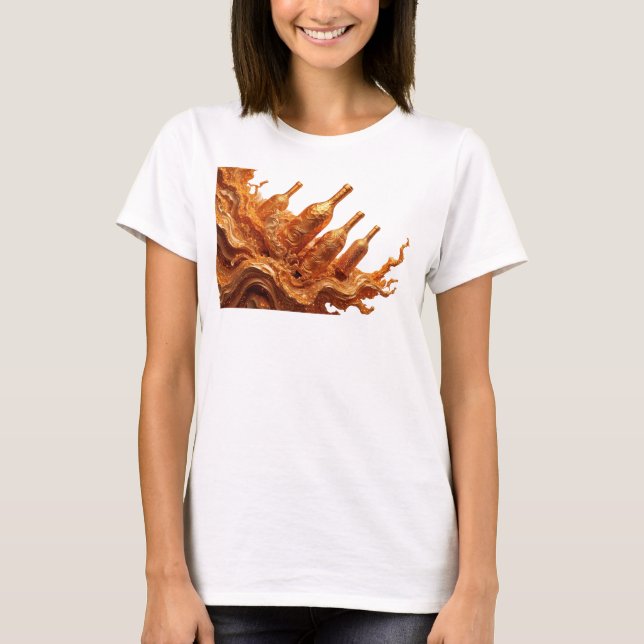 Dynamisches Orange ABSTRACT ART Design T-Shirt (Vorderseite)