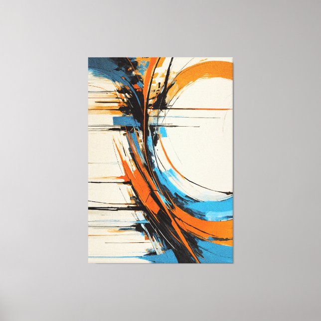 Dynamisches Orange Blau Abstrakt Expressionismus K Leinwanddruck (Vorderseite)