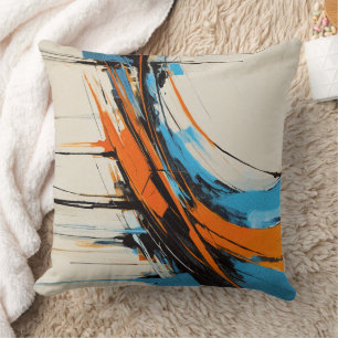 Dynamisches Orange Blau Industrielles Abstrakt Mod Kissen