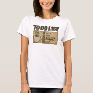 Dynamisches Orange KAFFEE ARBEIT TRUE CRIME Grafik T-Shirt