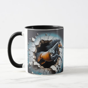 "Dynamisches Pferd durch Mauer brechen - 3D-Tasse Tasse