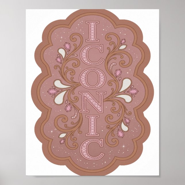 Dynamisches Pink ICONIC Grafikdesign Poster (Vorne)