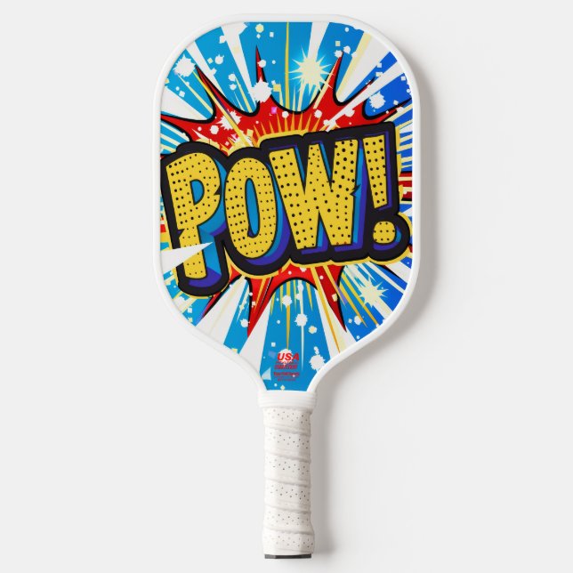 Dynamisches 'POW'-Comic-Paddel Pickleball Schläger (Vorderseite)