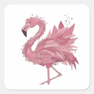 Dynamisches Rosa FLAMINGO Sticker-Motiv Quadratischer Aufkleber
