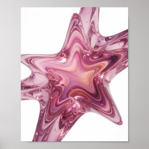 Dynamisches Rosa GLAS STERN Fettes Design Poster