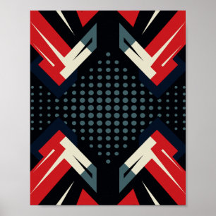 Dynamisches rotes und schwarzes Pfeilmuster Poster