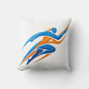 Dynamisches Runner-Logo Blau Orange Geschwindigkei Kissen
