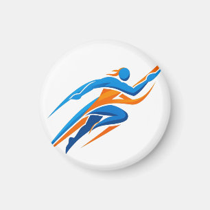 Dynamisches Runner-Logo Blau Orange Geschwindigkei Magnet