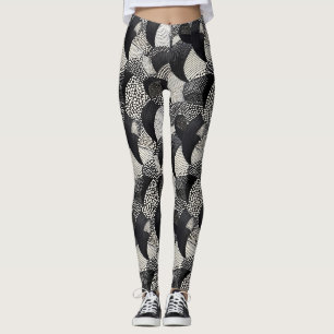 Dynamisches Schwarz Weiß - Geometrischer Organisch Leggings