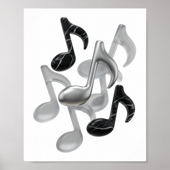 Dynamisches Silber ABSTRACT ART Grafikdesign Poster (Vorne)