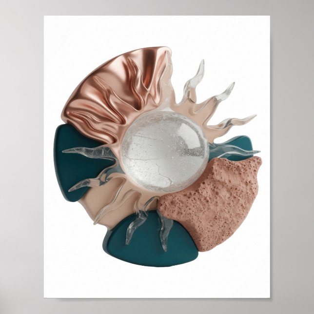 Dynamisches Silber ABSTRACT ART Künstlerisches Mot Poster (Vorne)