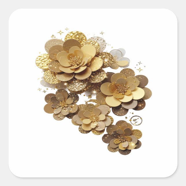 Dynamisches Silber GOLDENE BLUMEN Sticker Grafik (Vorderseite)