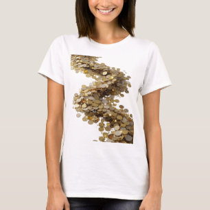 Dynamisches Silber GOLDENER REGEN Fettes Design T-Shirt