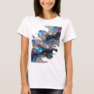Dynamisches Silber SPACE GALAXY Textdesign T-Shirt