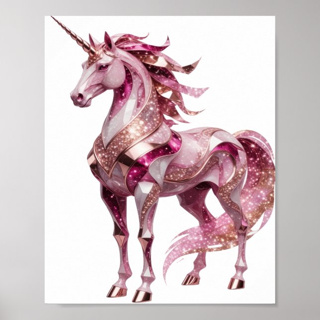 Dynamisches Silber UNICORN Slogan Design Poster (Vorne)