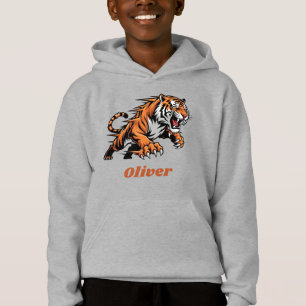 Dynamisches springendes Tiger-Maskottchen Hoodie