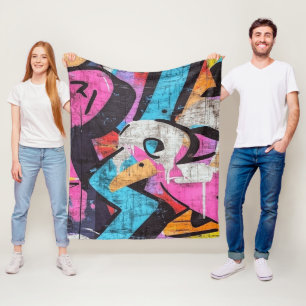 Dynamisches Stadtwandbild mit lebendigen Graffiti- Fleecedecke