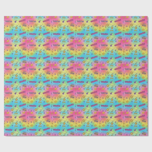 Dynamite Pop Art Rainbow Pattern Geschenkpapier (Flach)