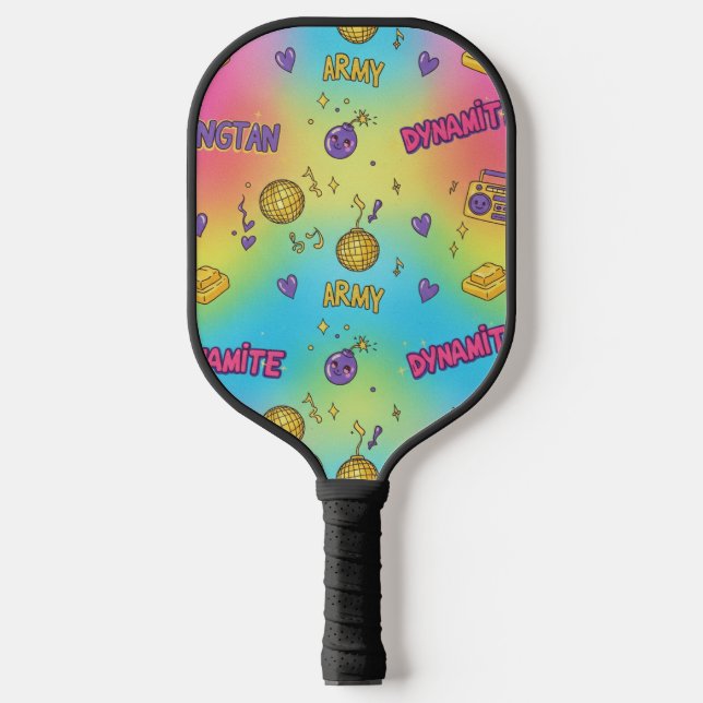 Dynamite Pop Art Rainbow Pattern Pickleball Schläger (Vorderseite)