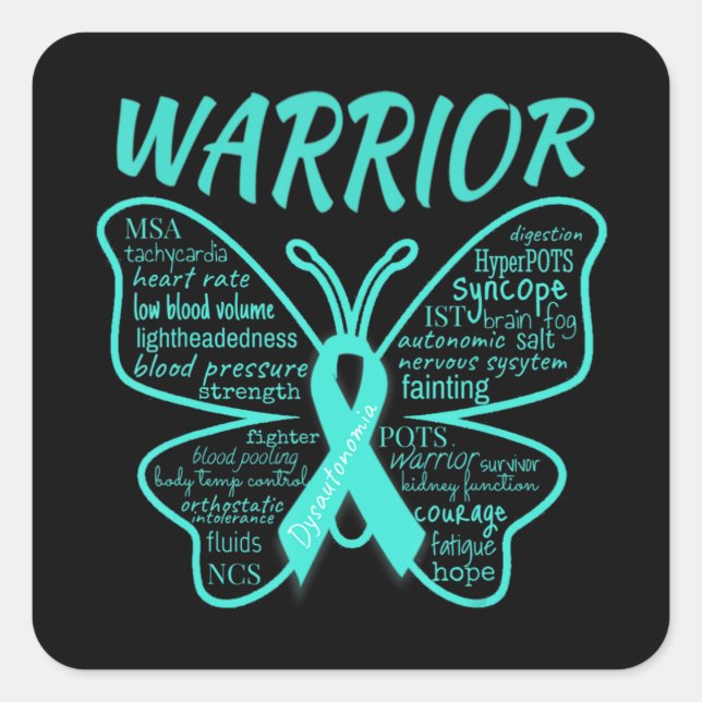 Dysautonomie Awareness POTS HyperPOTS NCS Warrior Quadratischer Aufkleber (Vorderseite)
