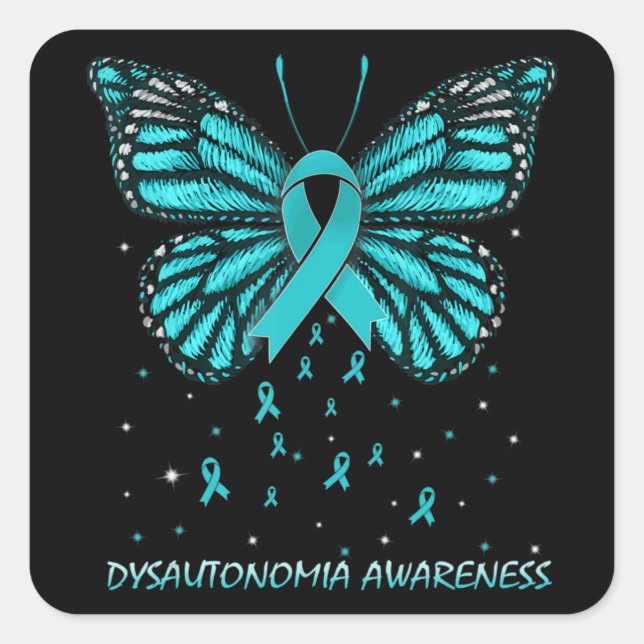 Dysautonomie Bewusstsein Schmetterling T - Shirt86 Quadratischer Aufkleber (Vorderseite)