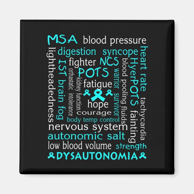 Dysautonomie Bewusstseinsbildung T - Shirt Aquamar Magnet (Vorne)