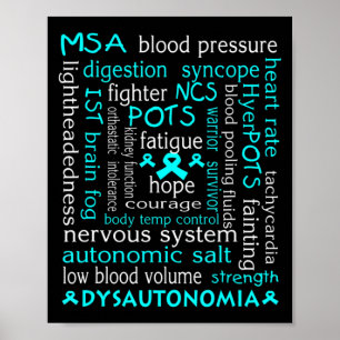 Dysautonomie Bewusstseinsbildung T - Shirt Aquamar Poster