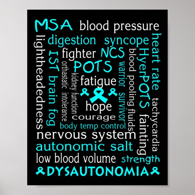 Dysautonomie Bewusstseinsbildung T - Shirt Aquamar Poster (Vorne)
