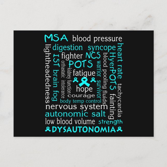 Dysautonomie Bewusstseinsbildung T - Shirt Aquamar Postkarte (Vorderseite)