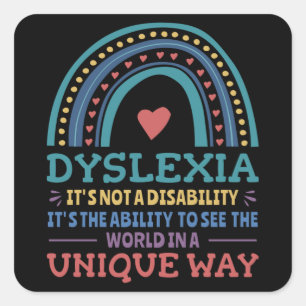 Dyslexia Awareness Dyslexic Quadratischer Aufkleber