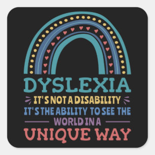 Dyslexia Awareness Dyslexic Quadratischer Aufkleber