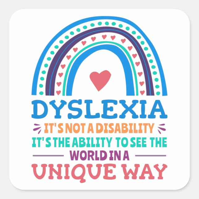 Dyslexia Awareness Dyslexic Quadratischer Aufkleber (Vorderseite)