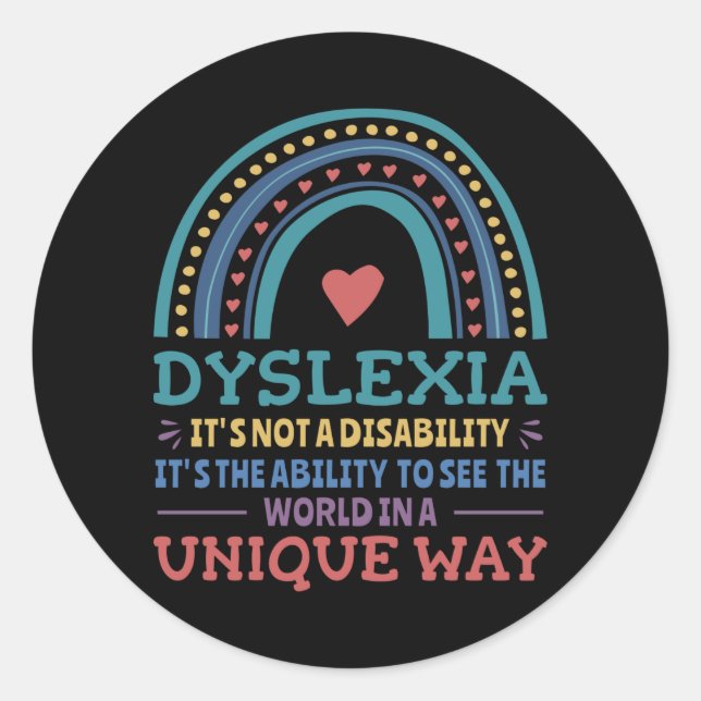 Dyslexia Awareness Dyslexic Runder Aufkleber (Vorderseite)