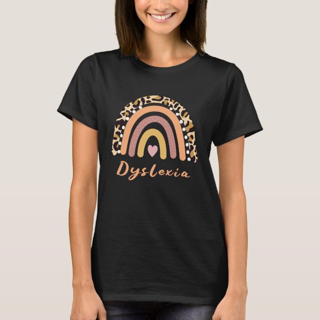 Dyslexia Teacher Therapist Rainbow Leopard Dyslexi T-Shirt (Vorderseite)