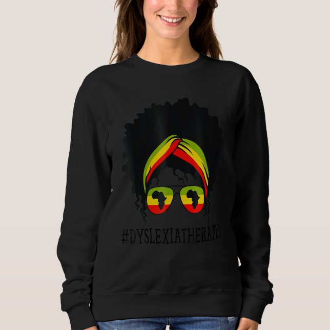 Dyslexia Therapeutin Afrikanische Frauen Messy Bun Sweatshirt (Vorderseite)