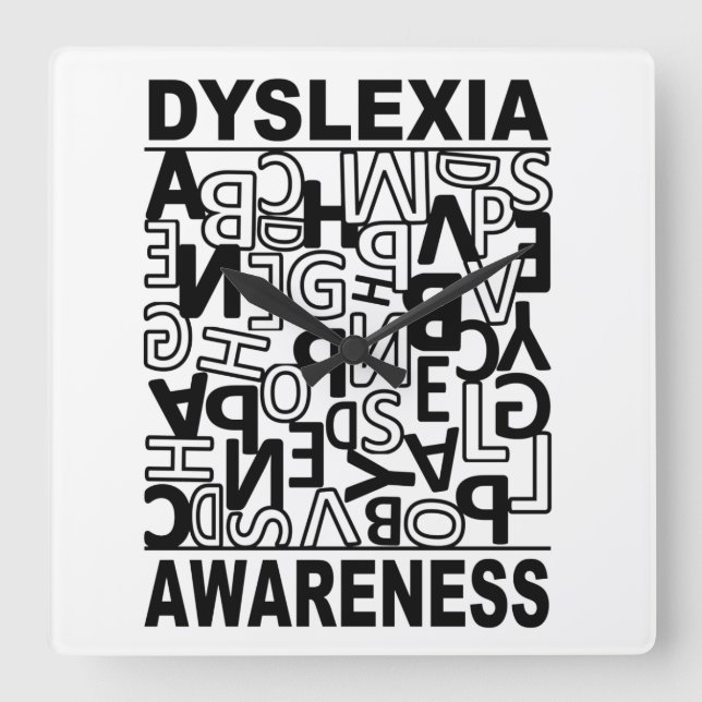 Dyslexie Bewusstsein Dyslexie Lehrer Schüler Quadratische Wanduhr (Vorderseite)