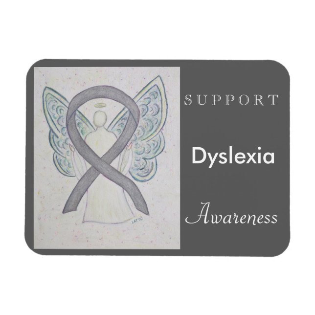 Dyslexie Bewusstsein Ribbon Angel Custom Magnet (Horizontal)