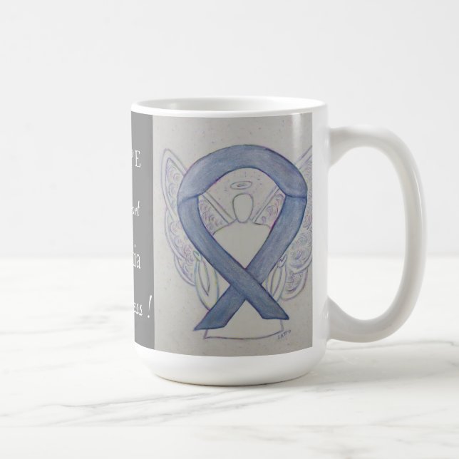 Dyslexie Bewusstseinsbildung Ribbon Engel Custom T Kaffeetasse (Rechts)