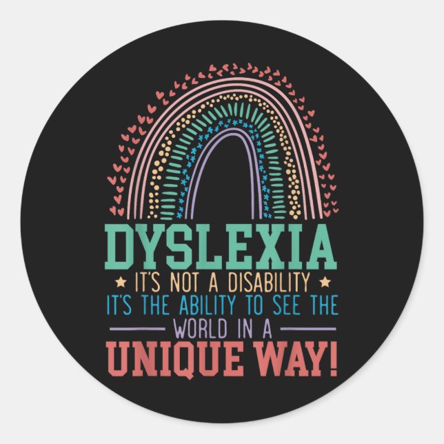 Dyslexie Es ist keine Behinderung Dyslexie Bewusst Runder Aufkleber (Vorderseite)