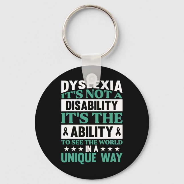 Dyslexie Es ist keine Behinderung Dyslexie Bewusst Schlüsselanhänger (Vorderseite)