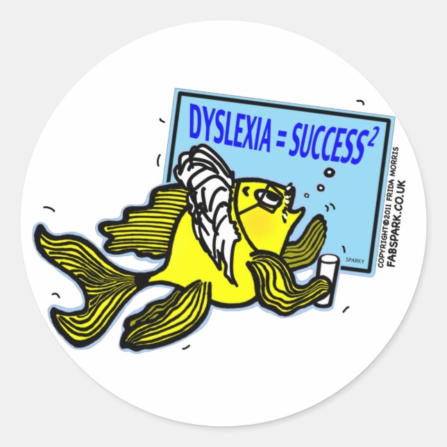 Dyslexie Lehrer Fisch ~ Dyslexischer Erfolg Runder Aufkleber (Vorderseite)