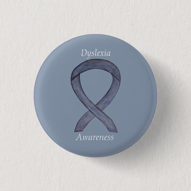 Dyslexie Silver Awareness Ribbon Custom Button (Vorderseite)