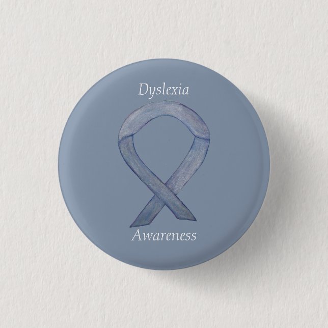 Dyslexie Silver Awareness Ribbon Custom Button (Vorderseite)