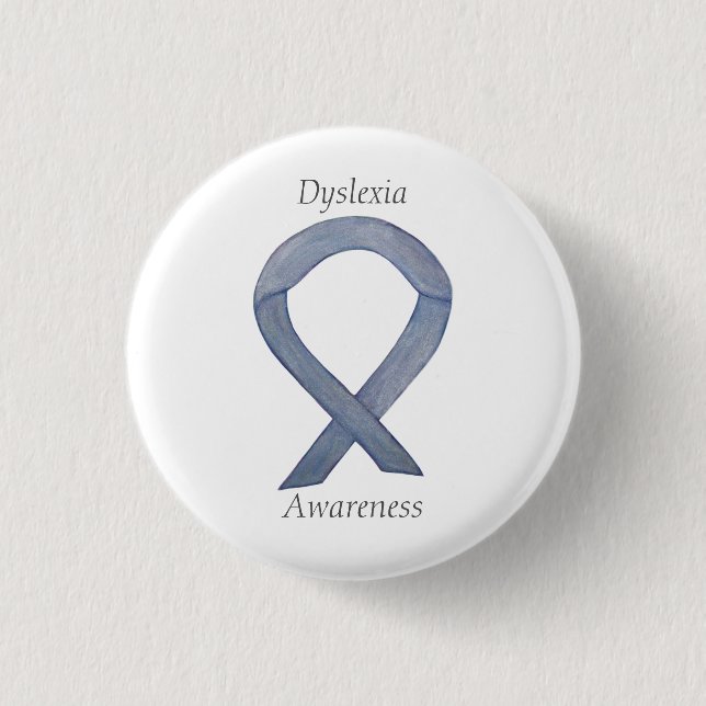 Dyslexie Silver Awareness Ribbon Custom Button (Vorderseite)