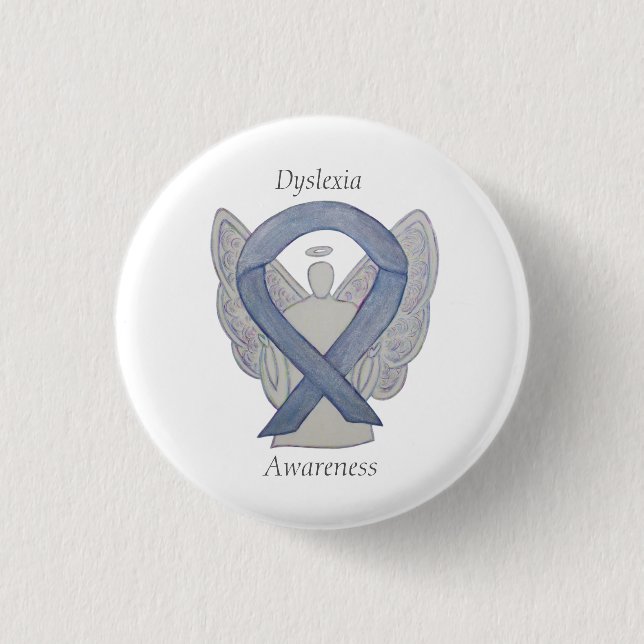 Dyslexie Silver Awareness Ribbon Engel Custom Butt Button (Vorderseite)