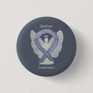 Dyslexie Silver Awareness Ribbon Engel Custom Butt Button