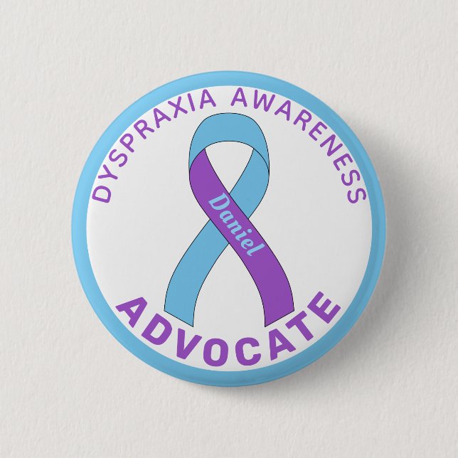 Dyspraxie Bewusstsein Advocate Blauer Knopf Button (Vorderseite)